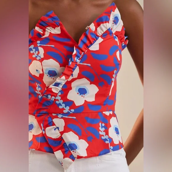 NWT Anthropologie Hutch Strapless Floral Ruffle Top - Picture 5 of 12